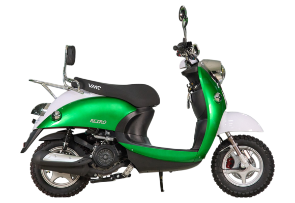 Скутер VENTO RETRO 49cc (150) сигнализация (99кг/100кг) (RED/WHITE/GREEN (Италия)) pitbikemarket.ru